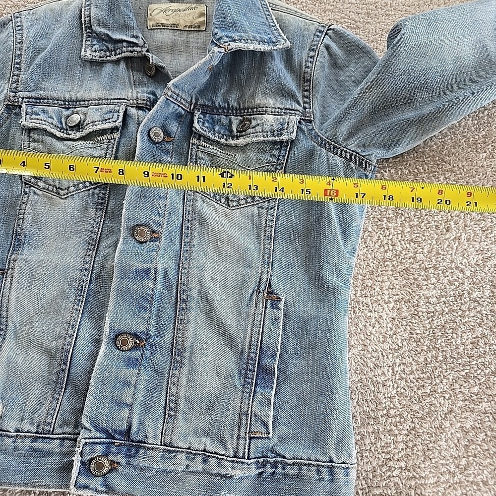 Aeropostale Denim Jacket Women's Small M Distressed Washed Crop Festival Y2K 90s - Picture 15 of 16